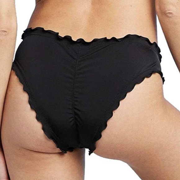 Ruffle Cheeky Black Bikini Bottom - Picture 4 of 7